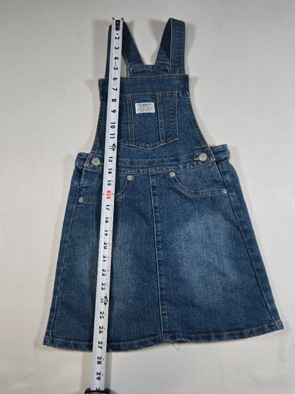 Levi’s Girls Size 8 Denim Overall Dress Blue Jean Jumper Pinafore Stretch